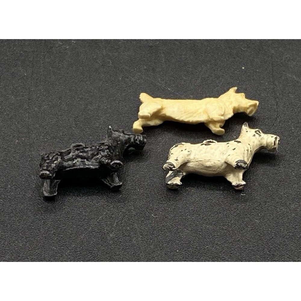 Tiny Celluloid Scottie & 2 Charm Cast Iron Scotties 1940’s Scottish Terrier - Picture 9 of 10